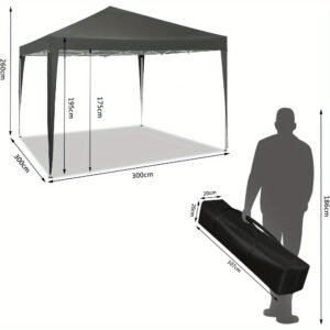 Pérgola Plegable de 3x3m, Pérgola para Jardín Impermeable con Protección UV, Tienda de Fiesta Exterior Ajustable en Altura, Incluye Bolsa de Transporte, Disponible en Varios Colores - Imagen 3