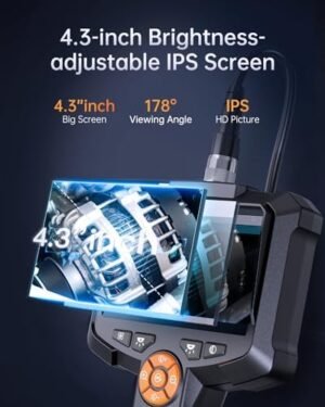 Cámara de Inspección Endoscopio, AOPICK 4.3'' Pantalla IPS 1080P HD Cámara de Inspección Boroscopio con 8 Luces LED, Cámara de Drenaje de Mano, IP67 Impermeable, 16.5ft Cable Semi-Rígido  Amazon.es Coche y moto - Imagen 2