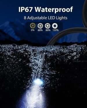 Cámara de Inspección Endoscopio, AOPICK 4.3'' Pantalla IPS 1080P HD Cámara de Inspección Boroscopio con 8 Luces LED, Cámara de Drenaje de Mano, IP67 Impermeable, 16.5ft Cable Semi-Rígido  Amazon.es Coche y moto - Imagen 4